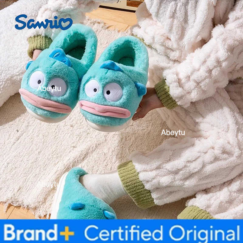Sanrio Lake Blue Clown Fish Cotton Slippers Plush Non Slip Bag PVC Flat Shoes Indoor Outdoor Home Soft Cute Plush Shoes Winter Edition H251230