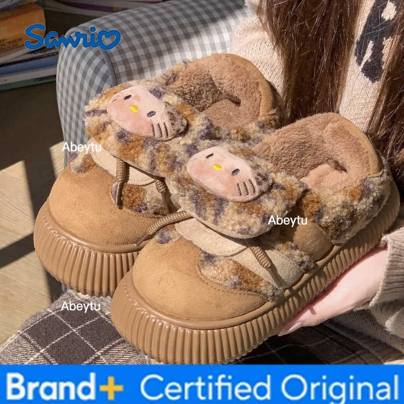 Sanrio Hello Kitty Anime Cartoon WomenS Sneakers Autumn Winter Warm Comfortable Casual Shoes Kawaii Girls Velvet Cotton Shoes Slippers H251230