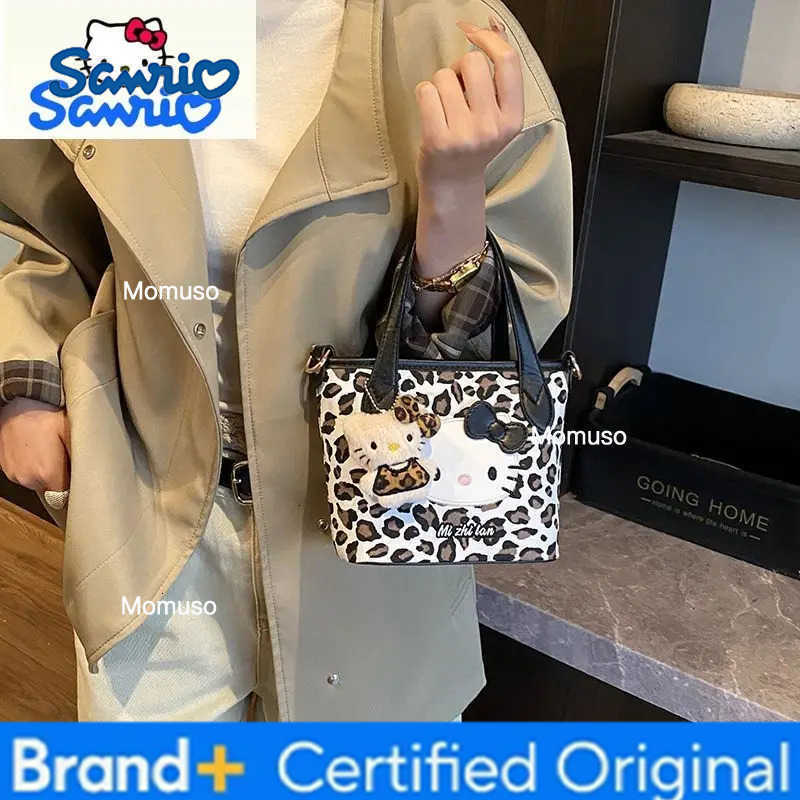 Sanrio Fashion Light Luxury Leopard Cartoon Hello Kitty Bucket Bag Womens Simple Temperament Autumn/Winter Versatile Handbag H251230