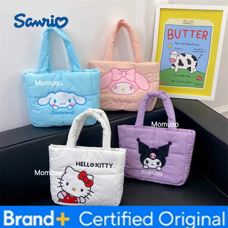 Sanrio Cinnamoroll Down Cloth Handbag Cartoon Cute Handbag Casual Autumn and Winter Fashion The Tote Bags Single Shoulder Bags H251230