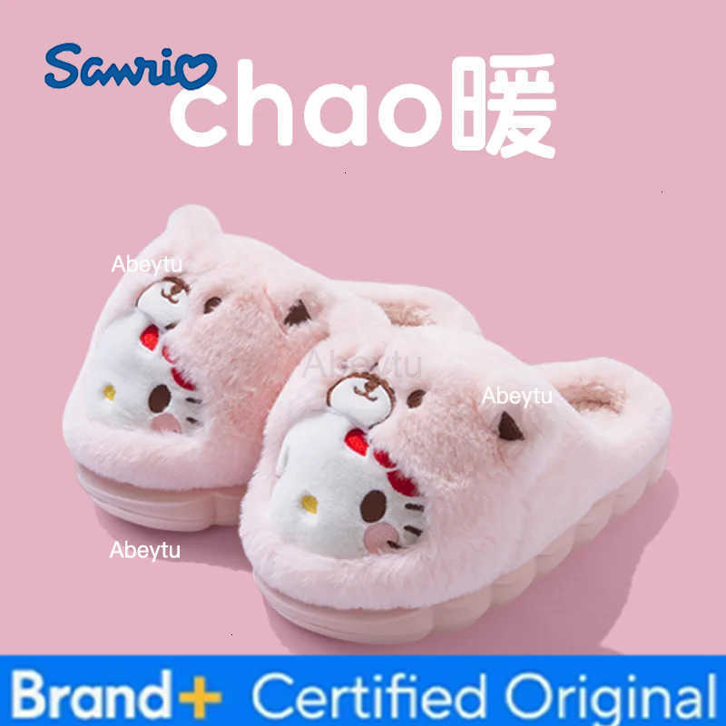 Sanrio Warm Cotton Slippers Autumn/Winter Thick Anti Slip Soft Comfortable Sole Cute Kuromi Kt Cat Indoor House Slippers Surprise Gift H251230