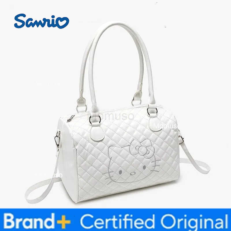 Sanrio Kawaii Hello Kitty Handbag Girl Cute Embroidery Soft Leather Single Shoulder Handbag Large Capacity Travel Bag for Outings H251230