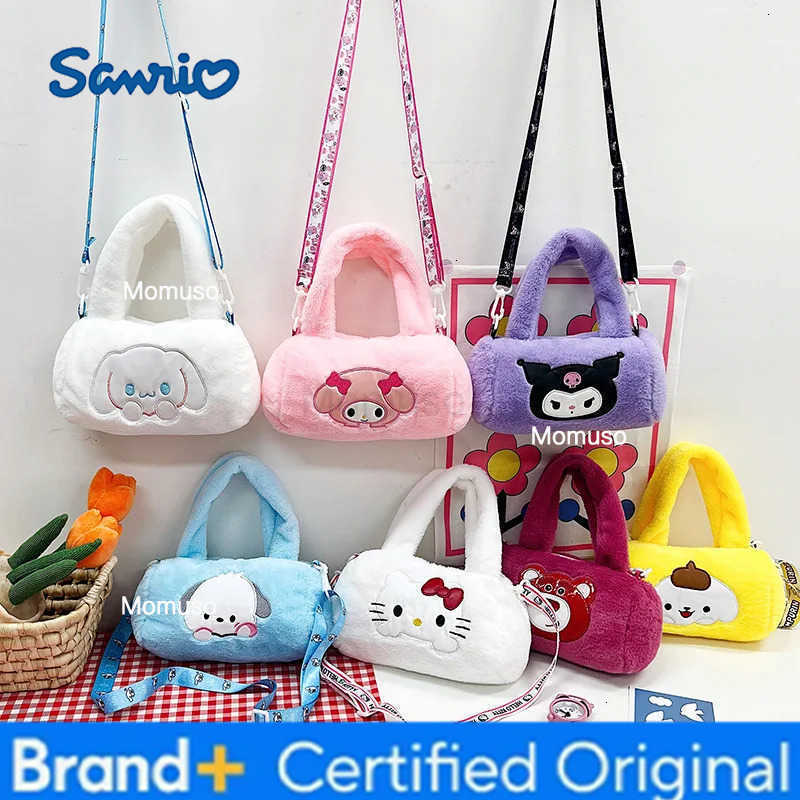 Sanrio Childrens Stuffed Messenger Bag Hello Kitty Kuromi Cinnamoroll Cute Cartoon Handbag Stuffed Shoulder Bag Messenger Bags H251230