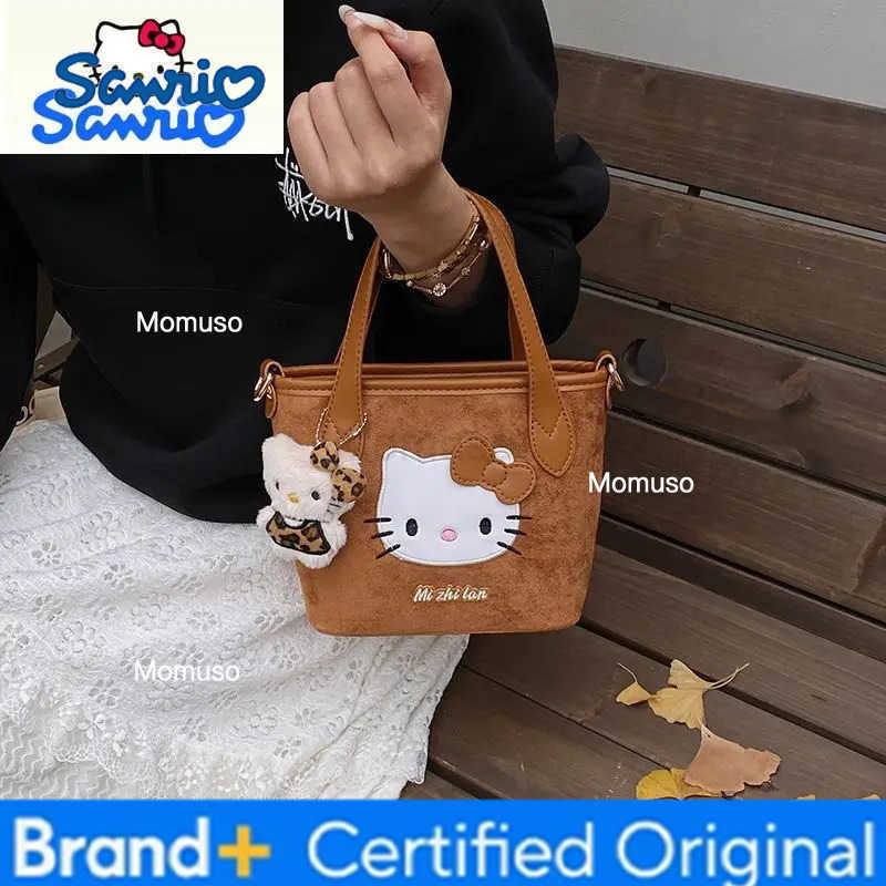 Sanrio Fashion Light Luxury Leopard Cartoon Hello Kitty Bucket Bag Womens Simple Temperament Autumn/Winter Versatile Handbag H251230