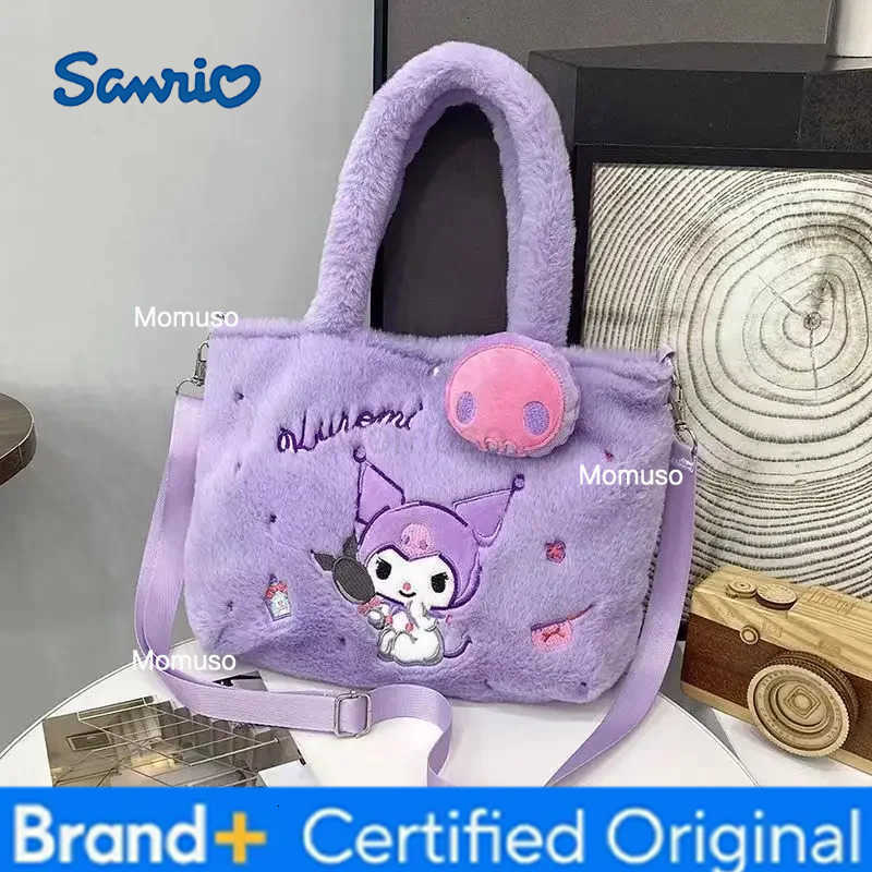 Sanrio New Winter Collection Hello Kitty Plush Shoulder Bag Kawaii Cartoon Kuromi Soft Handbag Storage Handbag For Girls Gifts H251230