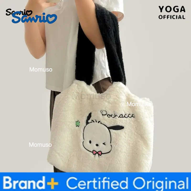 Sanrio Authentic Plush Shoulder Bag Kuromi Kitty Melody Tote Cute Girls Shoulder Bag Portable Handbag Storage Bag Girl Sweet H251230