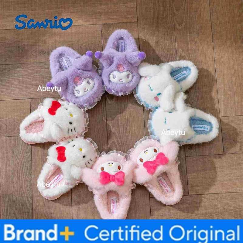 Sanrio Kids Slippers House Shoes Cartoon Cinnamoroll Winter Shoes For Girls Warm Anti-slip Soft Bottom Pink Blue Shoes Size 17cm-25cm H251230