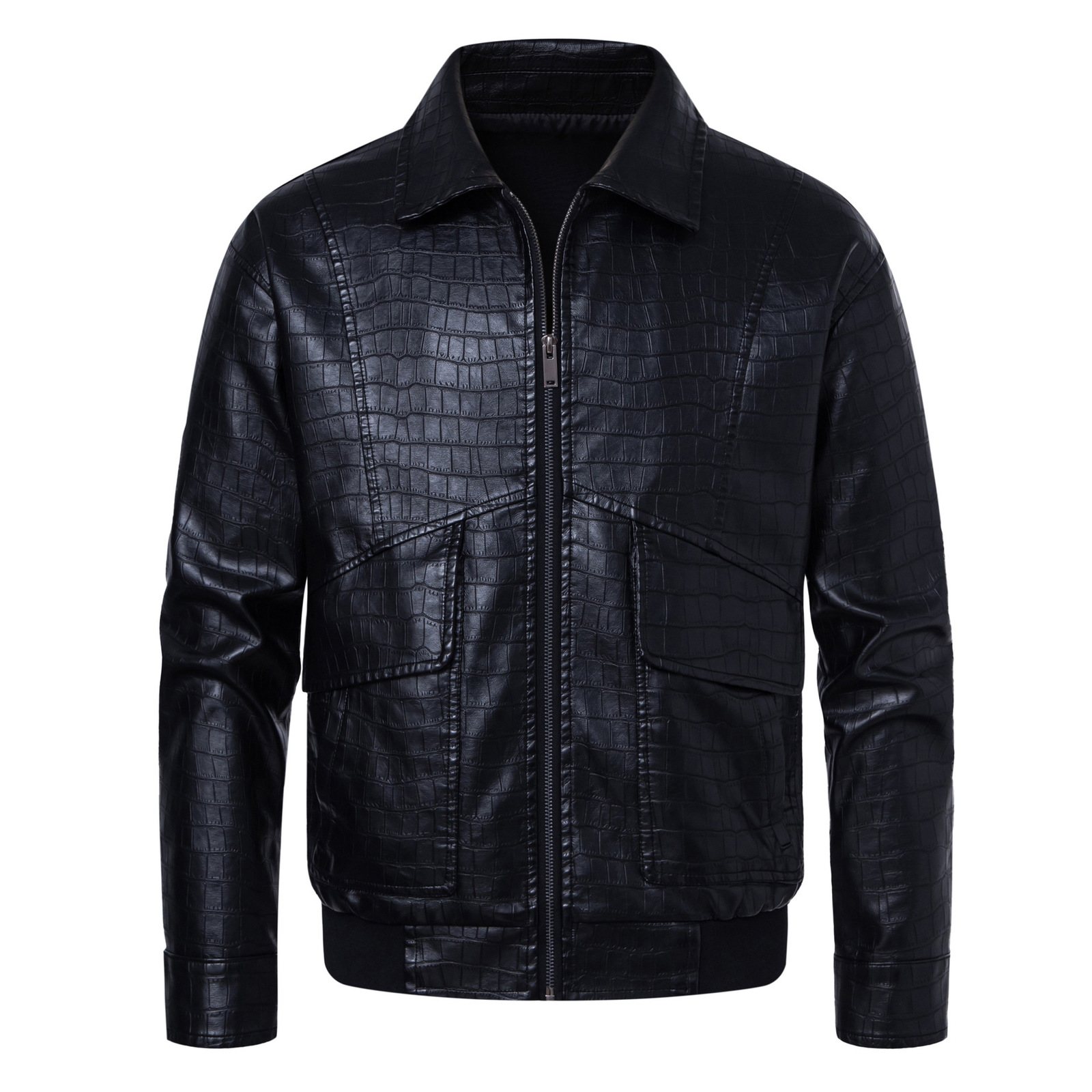 CrossMirror Special European Size Fashion Mens TurnDown Collar Casual Leather Jacket Loose Leather Jacket Mens Motorcycle Jacket Coat
