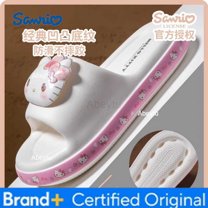 Sanrio Kawaii Hangyodon Kuromi My Melody Kitty Anime Soft Summer Slippers Girl Boy Cartoon Thick Sole Indoor Shower Sandals Beach Shoes H251230