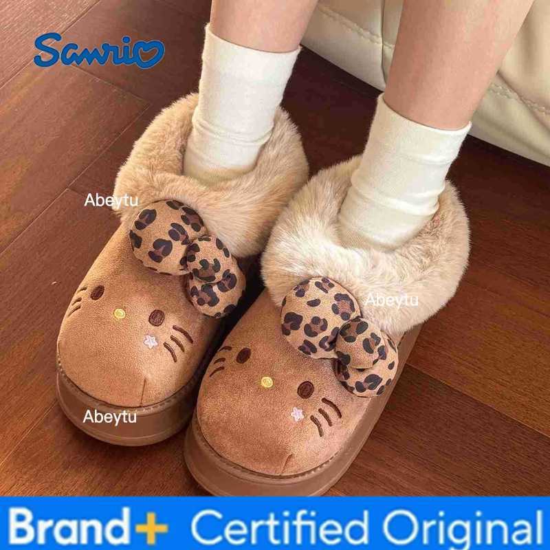 Sanrio Autumn Winter Hello Kitty Slippers For Women Plush Kawaii Cute Home Warm Cotton Slippers Cartoon Home Indoor Shoes Gifts H2512301111