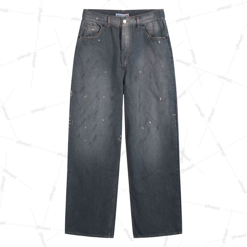 ac ripped high washed pants for men and women loose luxury wide leg jeans Z260313