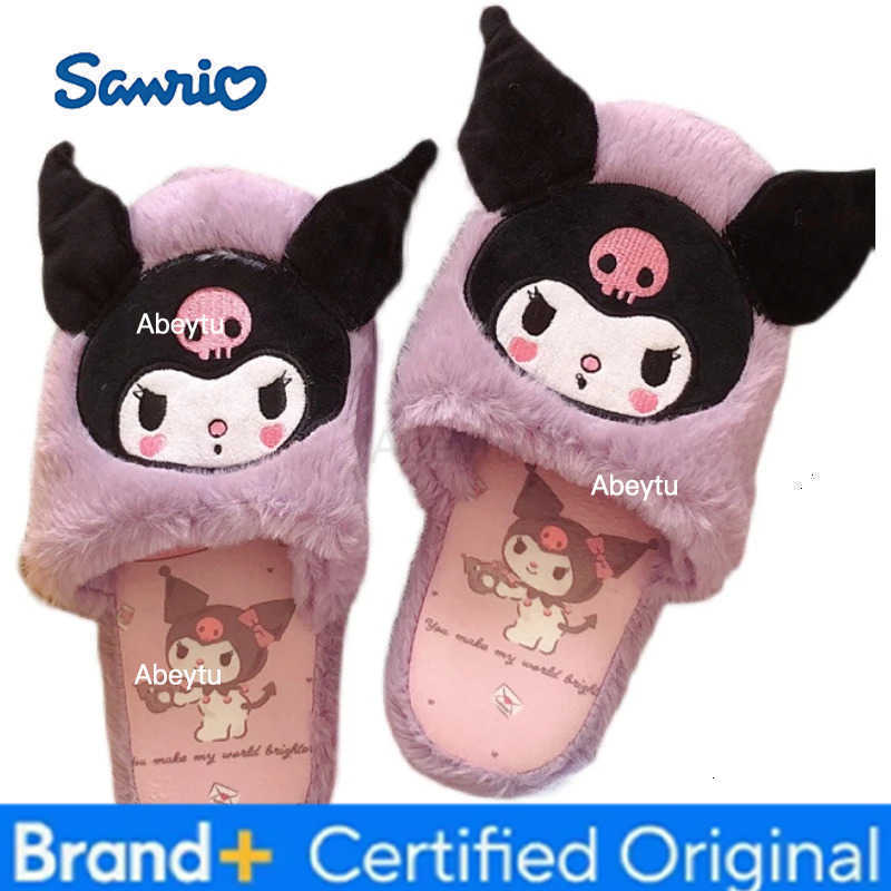Sanrio Anime Slippers Japanese Style Indoor Slippers Home Shoes Floor Slippers Flat Non-slip Girl Kuromier Printing Pink Purple Gifts H251230