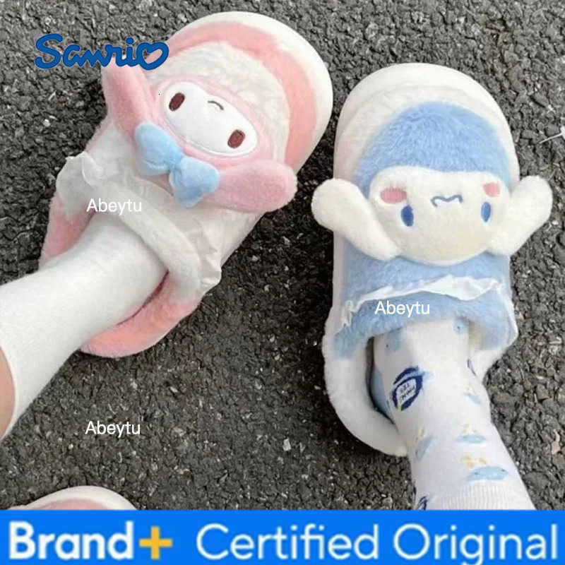 Sanrio Anime Cartoon Kawaii Hello Kitty My Melody Cinnamoroll Kuromi Slippers Cute Home Thick-Soled Plush Slippers Girls Surprise Gift H251230