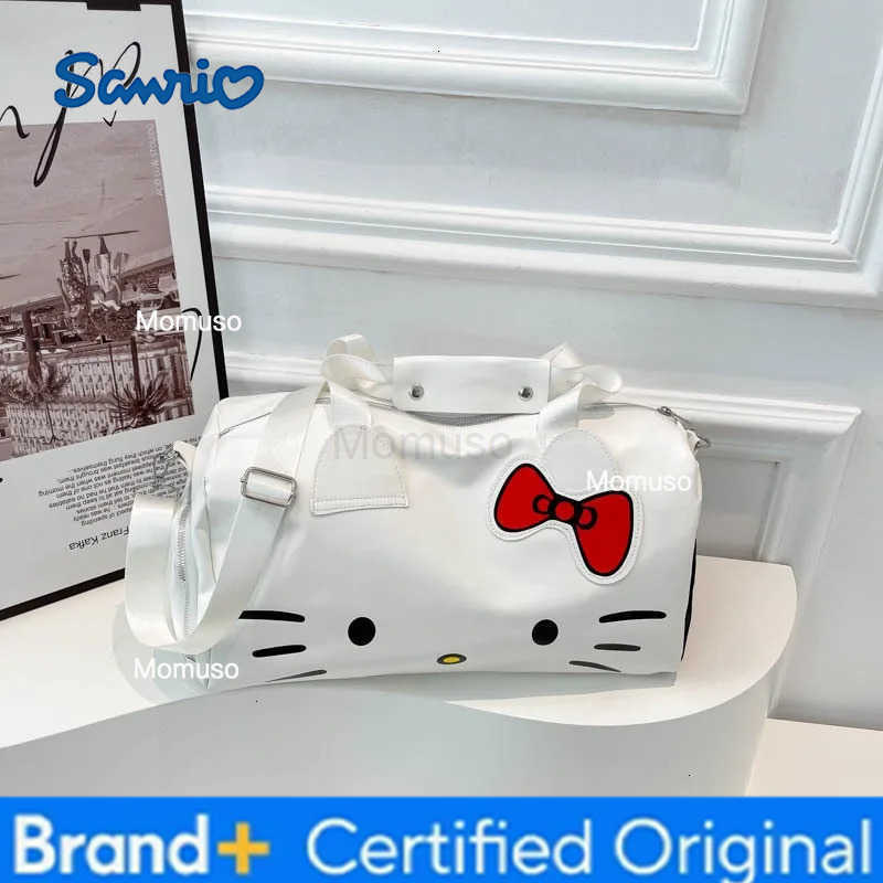 Sanrio Kawaii Hello Kitty Fashion Shoulder Bag Anime Cute Girl Large Capacity Cartoon KT Bow Outdoors Travel Bag Festival Gift New H251230