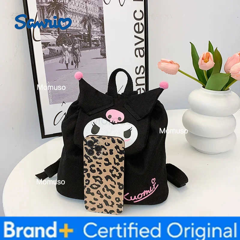 Sanrio Sanrios Child Backpack Kuromi Hello Kittys Cartoon Kawaii Girl School Bag Light Small Canvas Breathable Printing Anime Figure H251230