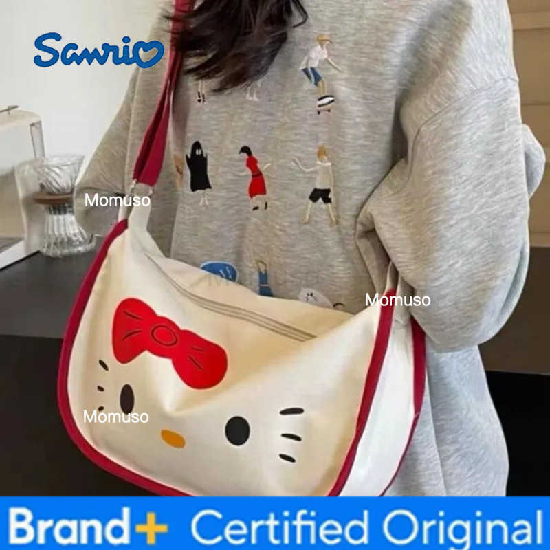 Sanrio Kawaii Japanese cartoon characters Hello kitty canvas bag Creative design Cute versatile one-shoulder crossbody bag Holiday gift H251230
