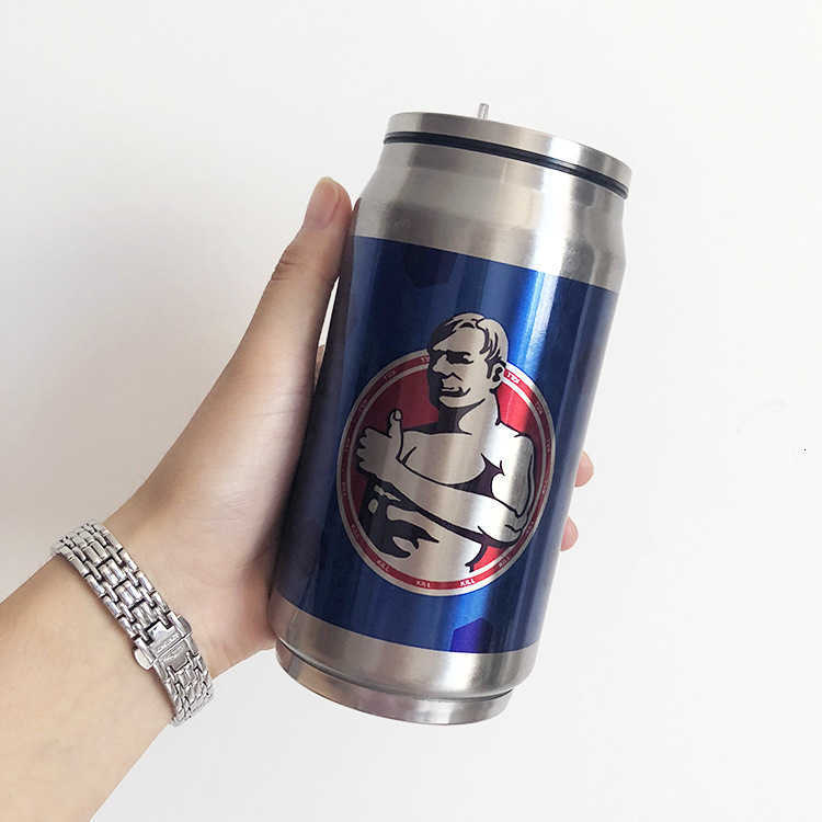 Thermos Beer Bottle SUS Stainless Steel BEER Cold Keeper with Straw Cola Can Thermos For Cafe Drinkware Thermal Bottle X250321