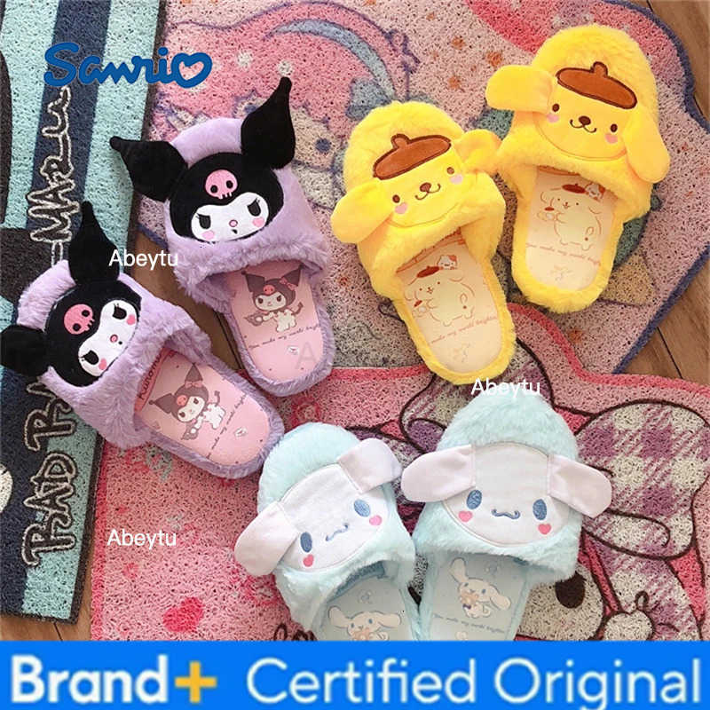 Sanrio Anime Slippers Japanese Style Indoor Slippers Home Shoes Floor Slippers Flat Non-slip Girl Kuromier Printing Pink Purple Gifts H251230