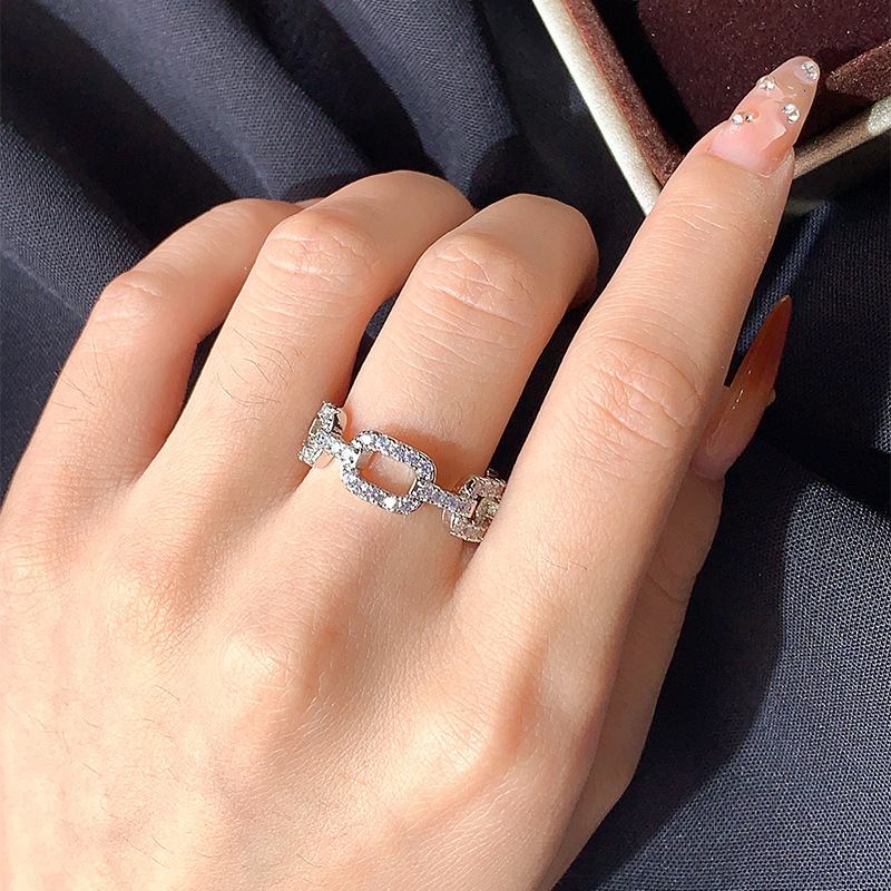 Luxury Brand Designer Jewelry Live Streaming Hot Item High-End Niche Design Full Diamond Heart Ring Fashion Personality Ins Index Finger Ring Women Tr