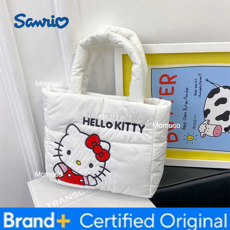 Sanrio Cinnamoroll Down Cloth Handbag Cartoon Cute Handbag Casual Autumn and Winter Fashion The Tote Bags Single Shoulder Bags H251230