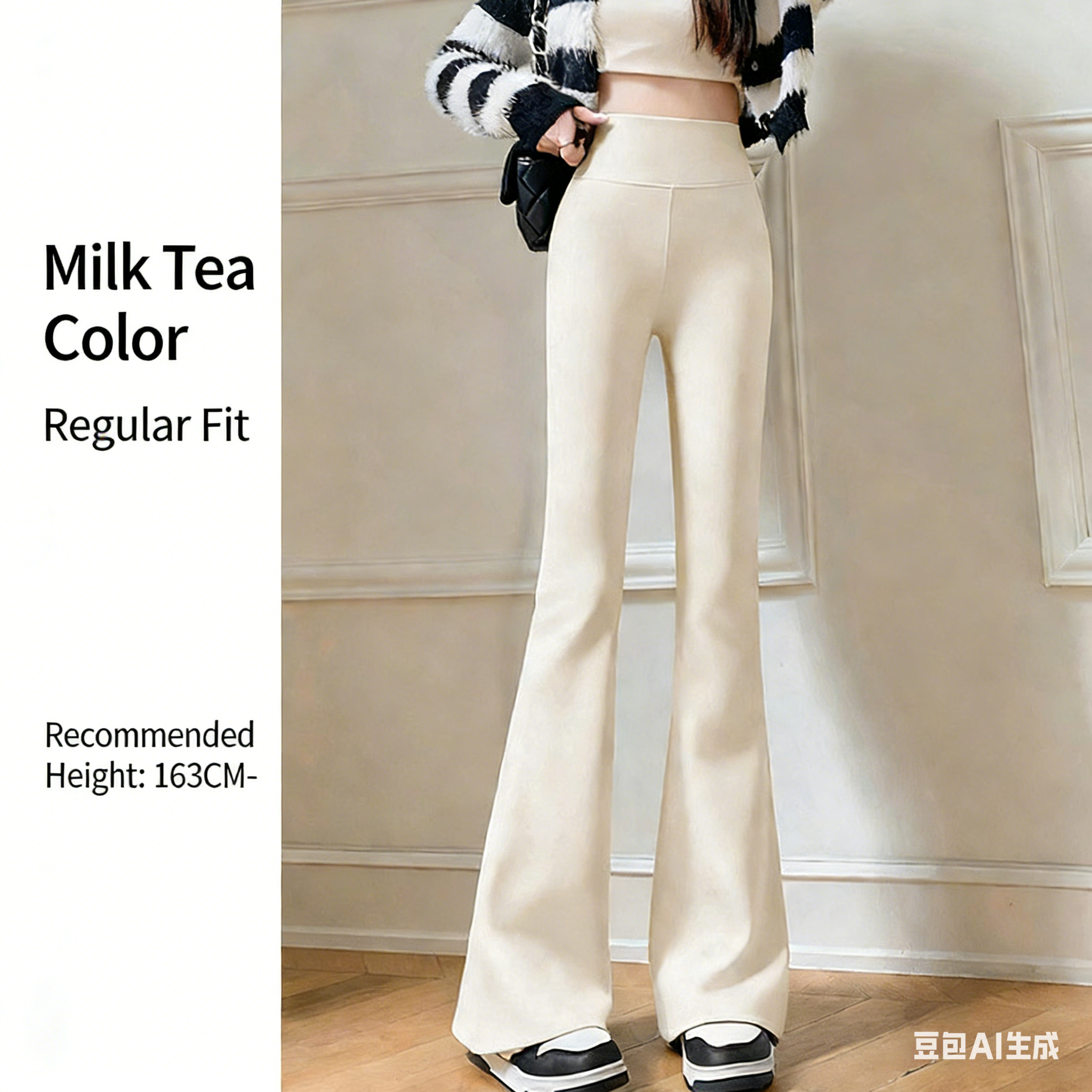 Women's Flared Shark Leggings, Spring & Winter Fleece-Lined Bootcut Pants, High-Waisted Tummy Control Yoga Pants, Slimming Wide-Leg Pants for Wor