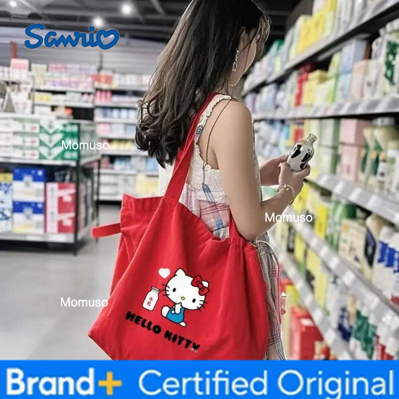 Sanrio Storage Bag Hellokitty Student Girl Campus Adult Kawaii Canvas Bag High-Capacity Outdoors Travel Portable Shopping Bag H251230