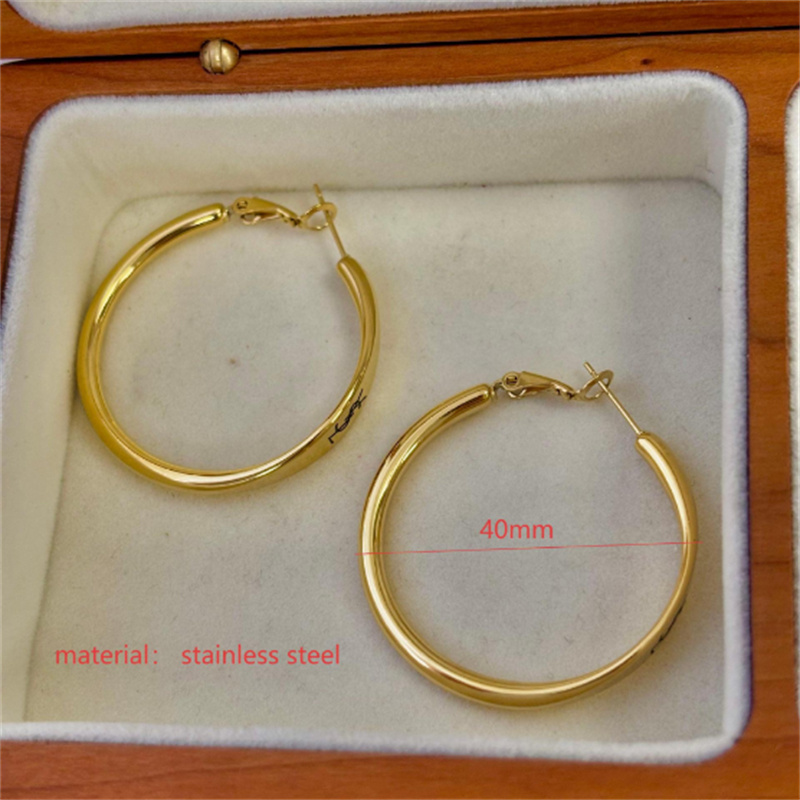 Gold Hoop Earrings for Women Hypoallergenic Hoop Earrings Stainless steel letter large circle Ear brace