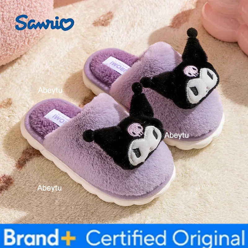 Sanrio Hello Kittys Cotton Slippers Sanrios Girl Cute Home Indoor Bound Head Cotton Drag Keep Warm Kawaii Winter Childrens Shoes H251230