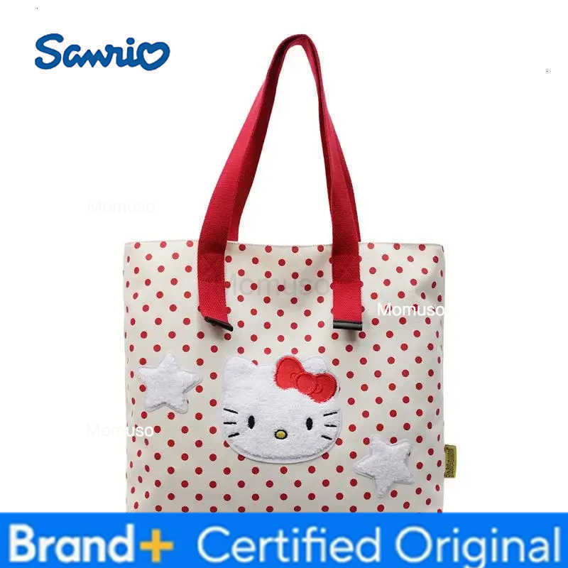 Sanrio New Hello Kittys Crossbody Bag Polka Dots Canvas Bag Packet Girl Tote Bag Large Capacity Cartoon Tote Bag One Shoulder H251230