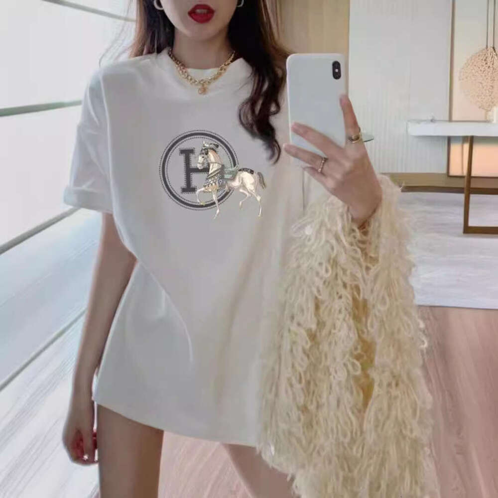 Pink Cotton T-sirt Women's 2026 Designer Fashion Loose Fit Summer New Long Tailored Top Trendy Commute Wind
