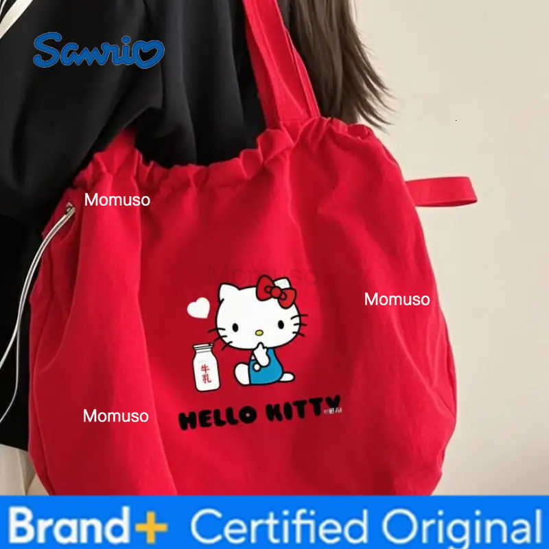 Sanrio Storage Bag Hellokitty Student Girl Campus Adult Kawaii Canvas Bag High-Capacity Outdoors Travel Portable Shopping Bag H251230
