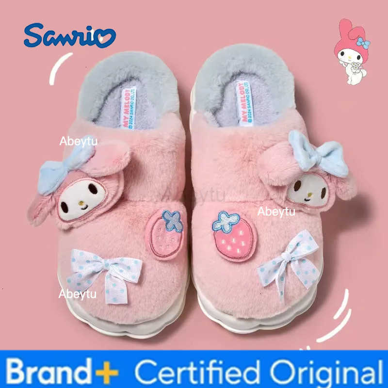 Sanrio Plush Slippers Hello Kittys Kawaii Cute Student Autumn Winter Bedroom Soft Padded Plush Bedroom Aldult Shoes Girls Xmas H251230