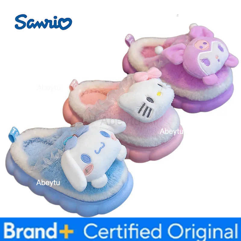 Sanrio New Hello Kittys Child Cotton Slippers Boy Girl Indoor Cute Autumn Winter Anime Figure Kawaii Cartoon Slippers Childrens Shoes H251230