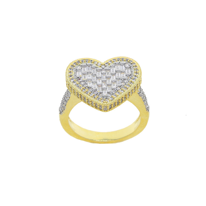 New Heart-Shaped Zircon Ring Fashion Trend Inlaid Zircon Womens Ring Jewelry