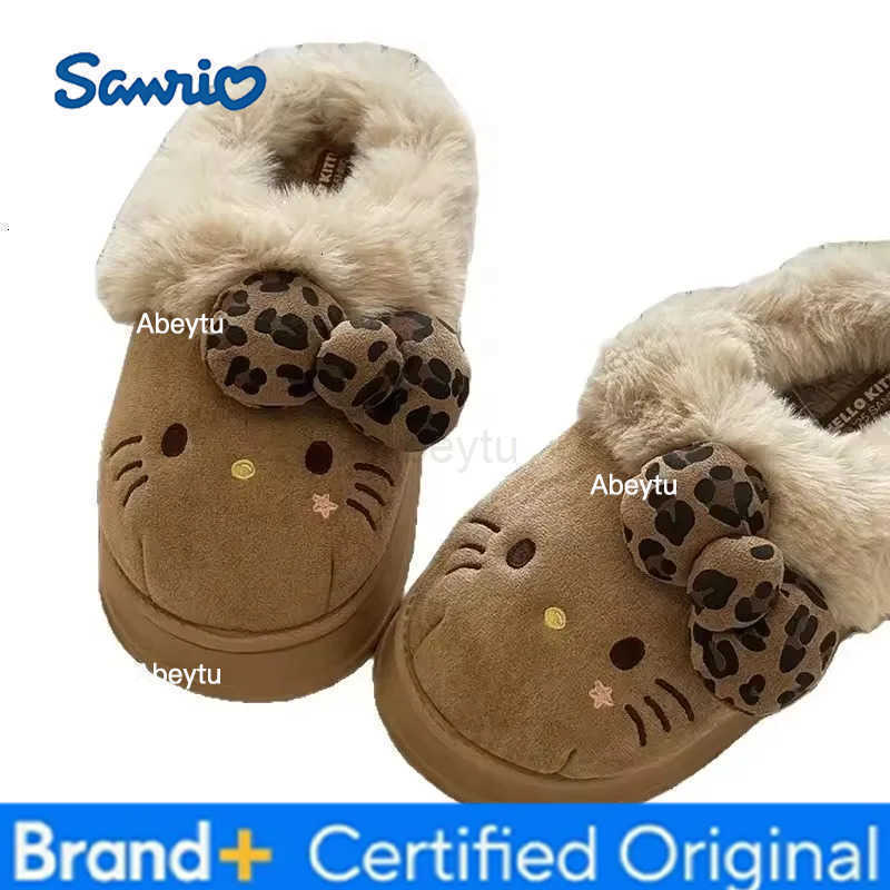 Sanrio Autumn Winter Hello Kitty Slippers For Women Plush Kawaii Cute Home Warm Cotton Slippers Cartoon Home Indoor Shoes Gifts H251230111