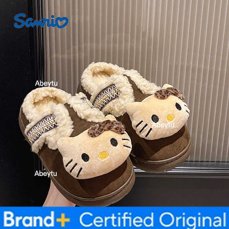 Sanrio Anime Hello Kitty Girls Plush Slippers Kawaii Autumn Winter Home Warm Cotton Slippers Cartoon Home Cute Indoor Shoes Gifts H251230