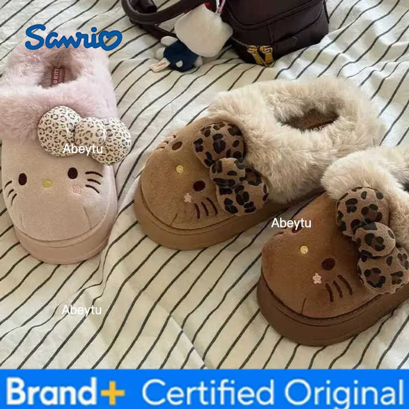 Sanrio Autumn Winter Hello Kitty Slippers For Women Plush Kawaii Cute Home Warm Cotton Slippers Cartoon Home Indoor Shoes Gifts H2512301111