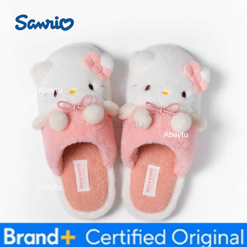 Sanrio Kids Slippers Indoor House Shoes Cartoon Kuromi Winter Shoes For Girls Warm Anti-slip Pink Blue Cotton Shoes Size 36-41 H251230