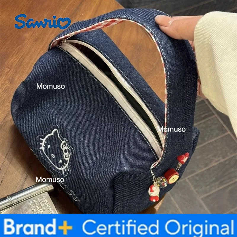 Sanrio Hello Kitty Embroidery Cosmetic Bags Anime Handbags Cartoon Tote Large Capacity Clutch Bag Travel Organizer Satchel Gifts H251230
