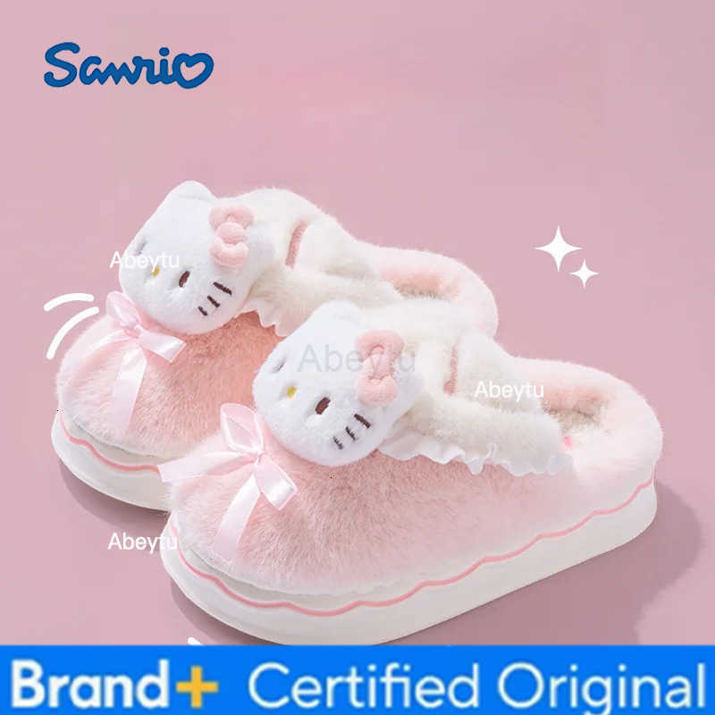Sanrio Kids Slippers House Shoes Cartoon Cinnamoroll Slippers Winter Shoes For Girls Anti-slip Warm Pink Pruple Shoes Size 20cm-23cm H251230