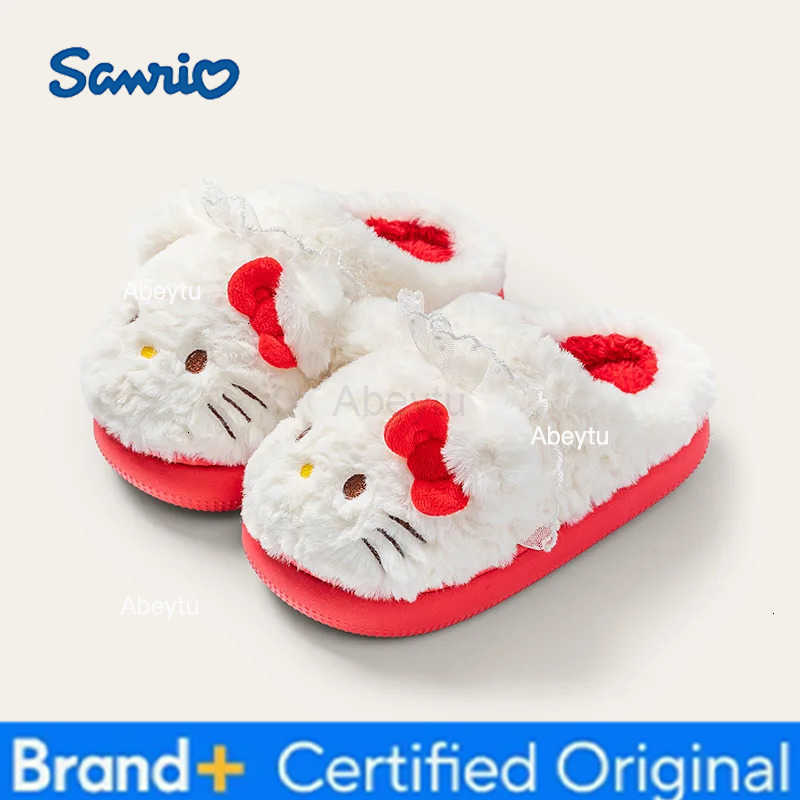 Sanrio Kids Slippers House Shoes Cartoon Cotton Winter Shoes For Girls Warm Anti-slip Soft Bottom Purple Black Shoes Size 24-41 H251230