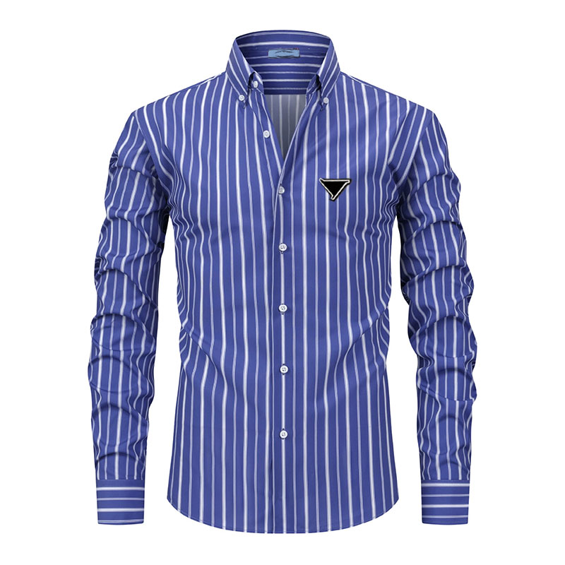 Men's Dress Shirts Business shirt Designer business shirts slim fit versatile all season four sided elastic non ironing men's long sleeved shirt eur ppppp