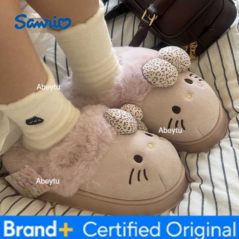 Sanrio Winter Womens Autumn Winter Hello Kitty Slippers Kawaii Home Warm Cotton Cartoon Indoor Shoes Cute For Girlfriend Gifts H251230