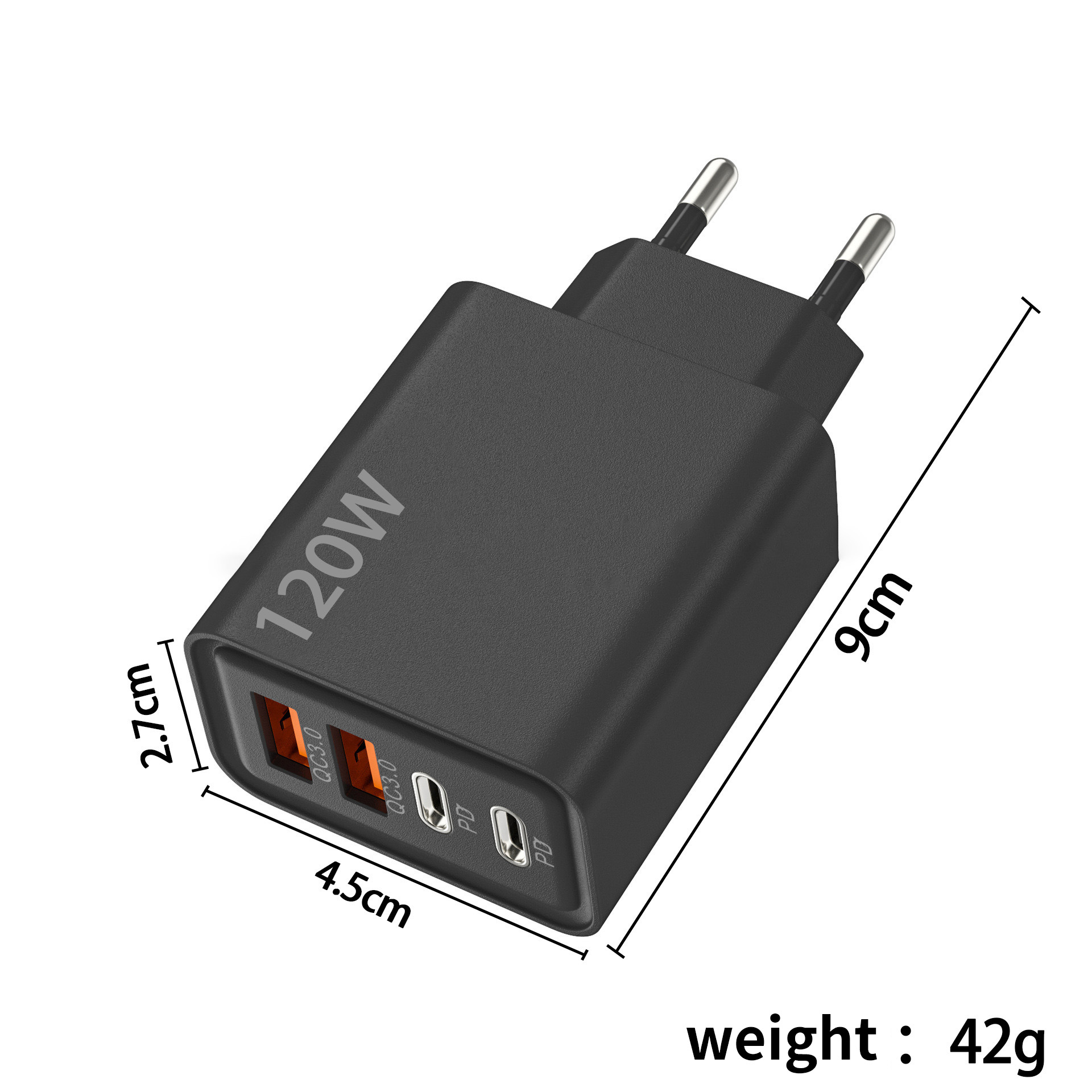 120W PD Type C fast charger with US UK EU power plug with cable for iphone/android phone
