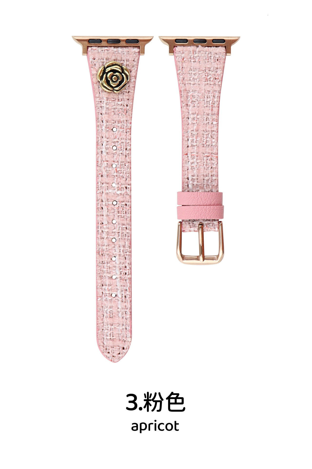 Chanel Style Camellia Leather Strap Compatible with Apple iWatch Series 11 10/9/8/7