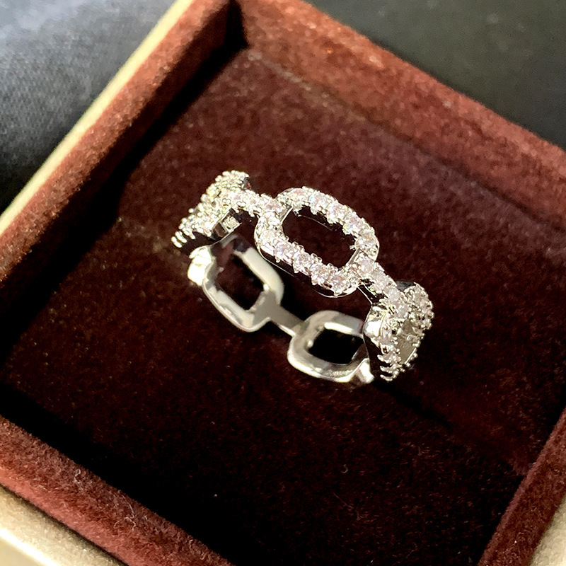 Luxury Brand Designer Jewelry Live Streaming Hot Item High-End Niche Design Full Diamond Heart Ring Fashion Personality Ins Index Finger Ring Women Tr