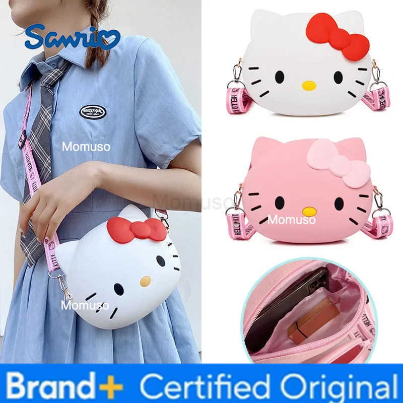 Sanrio Hello Kitty Silicone Crossbody Bags Women Girls Kawaii 11cm/19cm Messenger Bag 3d Shoulder Small Purse Phone Bag Girlfriend Gift H251230