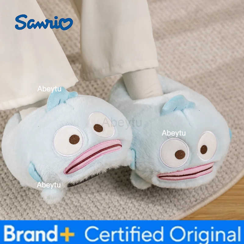 Sanrio Warm New Pochacco Kawaii Home Plush Slippers KT Hangyodon Kuromi My Melody Girls Winter Thick Sole Non-slip Cotton Shoes Gifts H251230