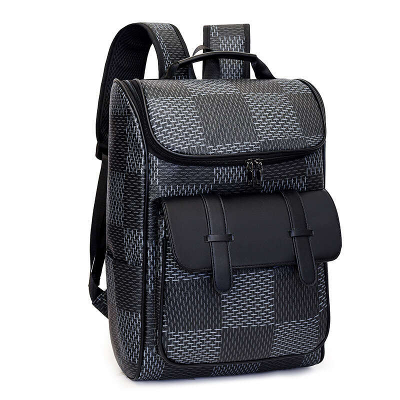 New Large Capacity Casual Fashion Korean Version Connector Men's PU Leather Laptop File School Bag College Student Backpack