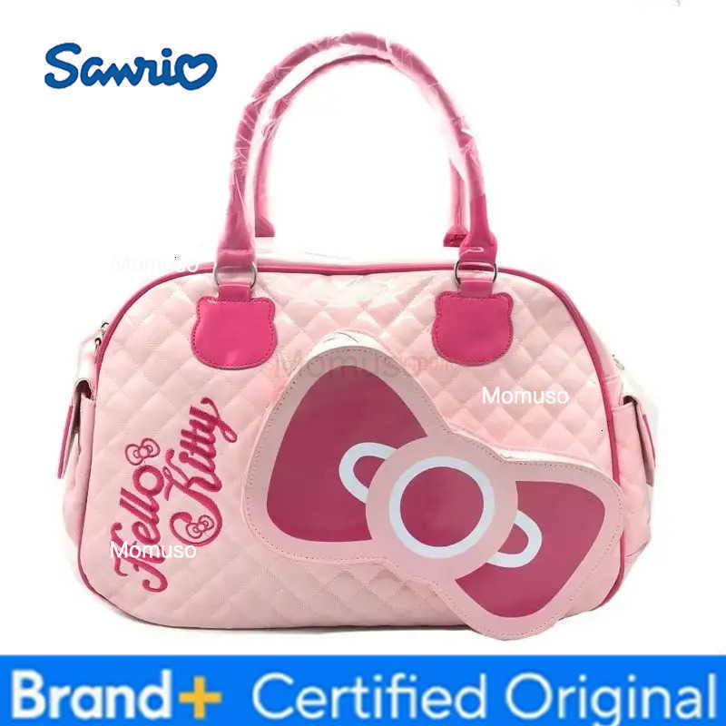 Sanrio Y2k High Capacity Handbag Messenger Bag Kawaii Hello Kitty Cartoon Pu Bright Surface Girls Fashion Travel Bags Gift Toys H251230